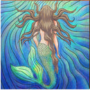 Watercolor Mermaid - Brunette - | Wall Art Print on Real Wood
