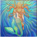 Watercolor Mermaid - Red Hair - | Wall Art Print on Real Wood