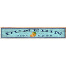 Dunedin Oranges Blue Latitude Longitude | Wall Art Print on Real Wood
