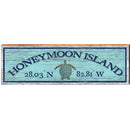 Honeymoon Island Sea Turtle Blue Latitude Longitude | Wall Art Print on Real Wood