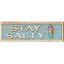 Stay Salty Brunette Mermaid | Wall Art Print on Real Wood