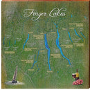 Finger Lakes Map Home Decor Art Print on Real Wood