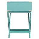 Marine Green Turquoise 1-Drawer Modern End Table Nightstand