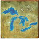 The Great Lakes Topographical Styled Chart | Wall Art Print on Real Wood