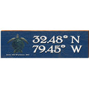 Isle of Palms, SC Sea Turtle Navy Latitude Longitude | Wall Art Print on Real Wood