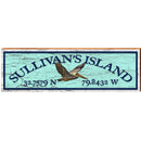 Sullivan's Island Pelican Green Latitude Longitude | Wall Art Print on Real Wood