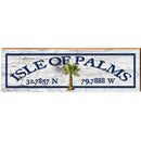 Isle of Palms Palm Moon White Latitude Longitude | Wall Art Print on Real Wood