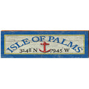 Isle of Palms Anchor Blue/Yellow Latitude Longitude | Wall Art Print on Real Wood