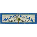 Isle of Palms Palm Moon Blue/Yellow Latitude Longitude | Wall Art Print on Real Wood