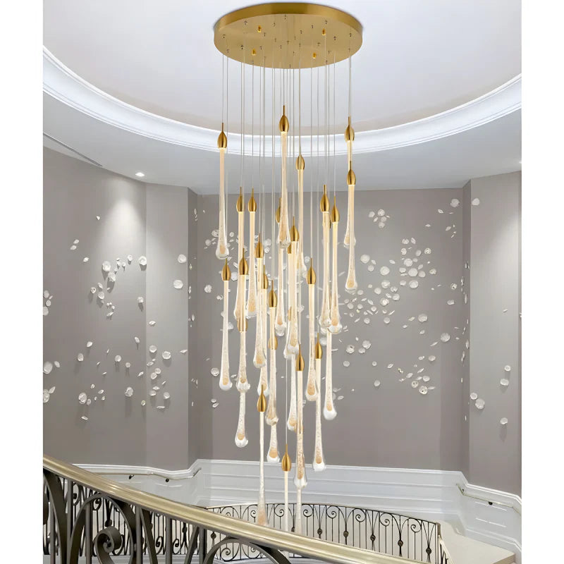 Castagniers | Staircase Gold Crystal Chandelier