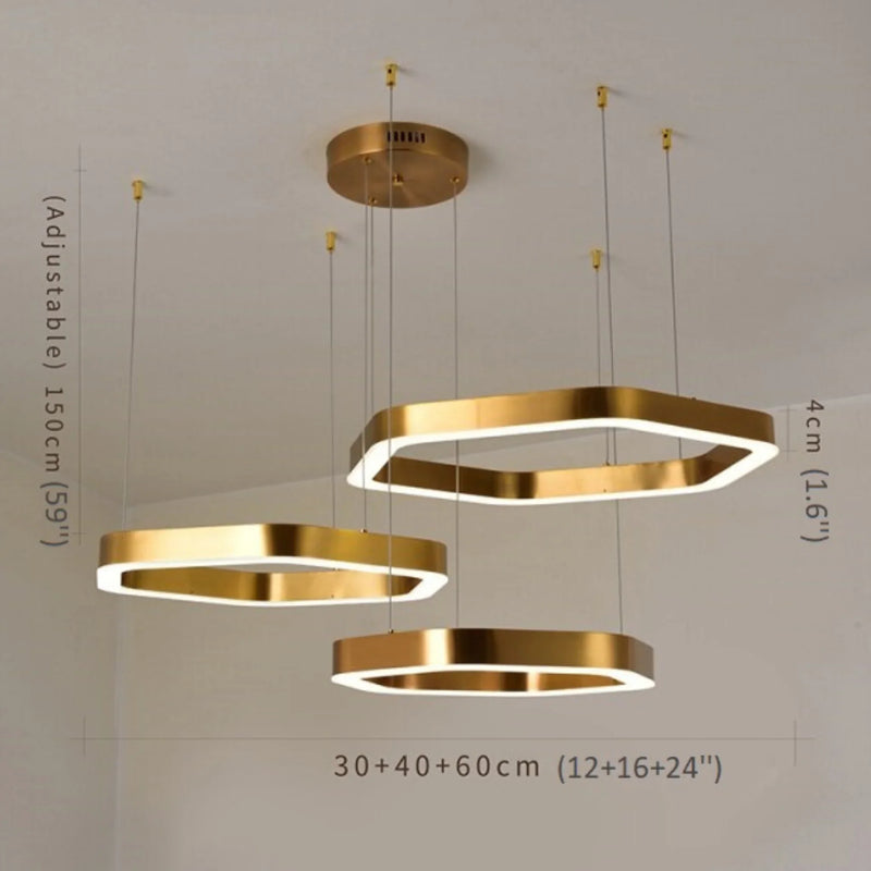 Châtelet | Hexagon Gold Chandelier for Living room