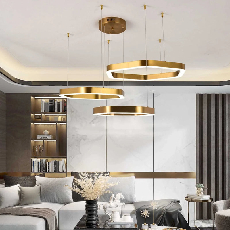 Châtelet | Hexagon Gold Chandelier for Living room