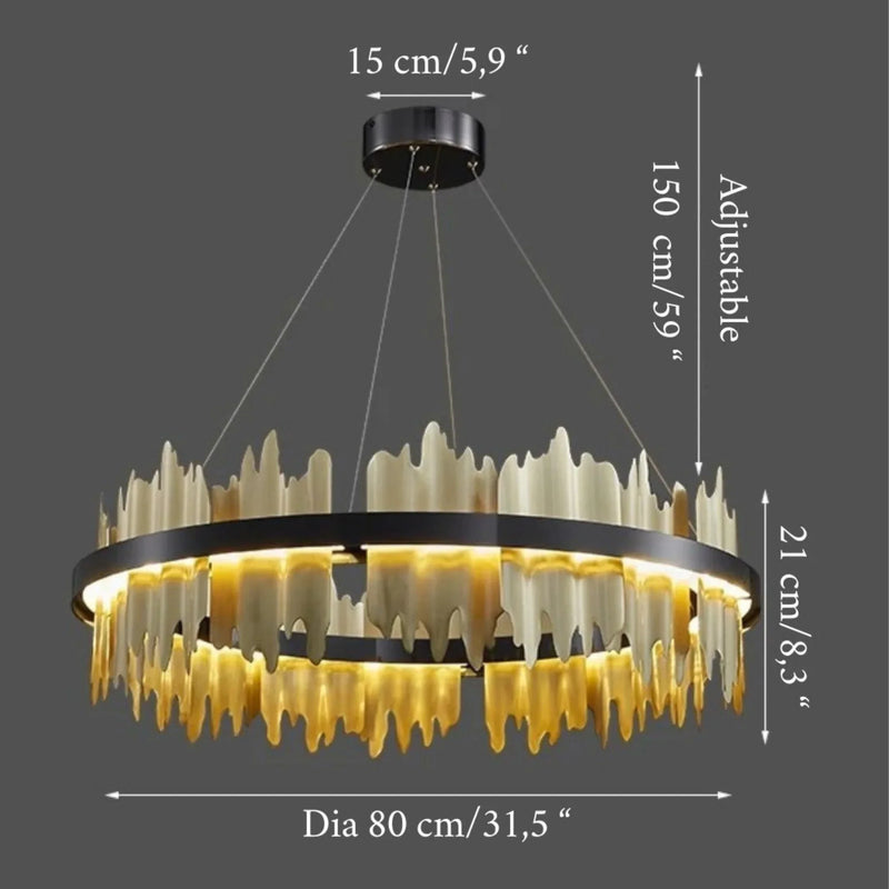 Creative Modern Black/Gold Circular Chandelier for Living Room