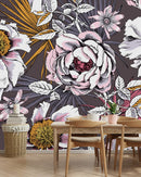 Dark Grey Floral Wallpaper