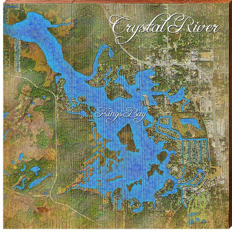 Crystal River, Florida Map  | Wall Art Print on Real Wood