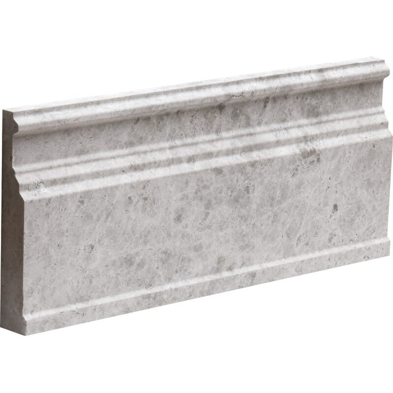 Silver light 5 1/16"x12" Honed Base Marble Moldings Product shoot molding view 