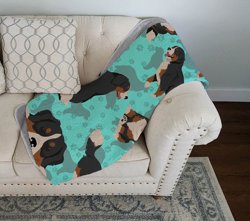 Bernese Mountain Dog Quilted Blanket 50x60