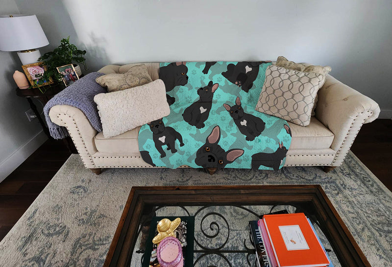 Black French Bulldog Quilted Blanket 50x60