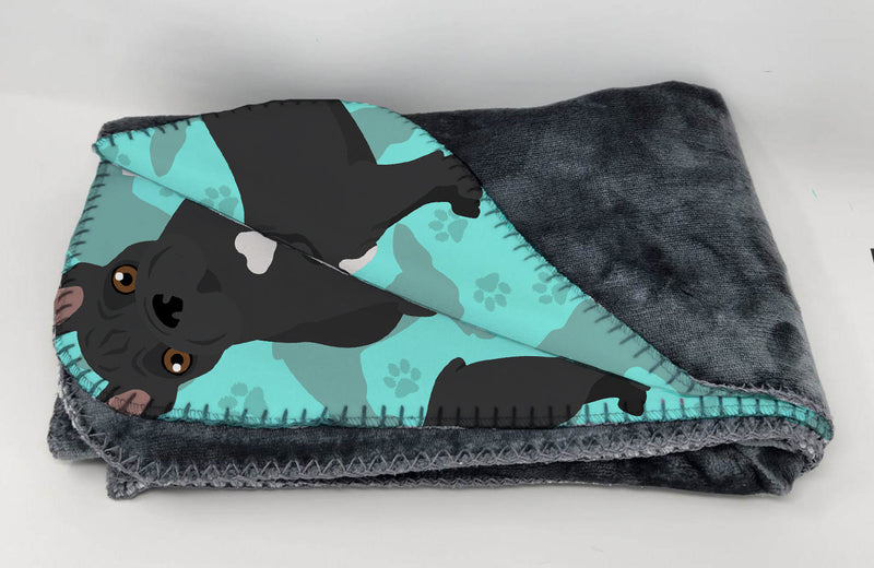 Black French Bulldog Soft Travel Blanket with Bag