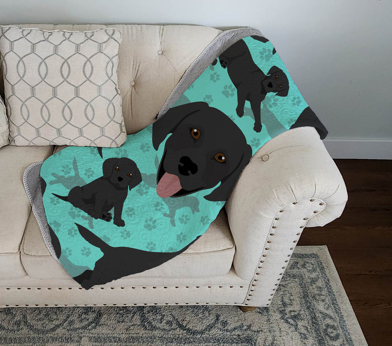 Black Labrador Retriever Quilted Blanket 50x60