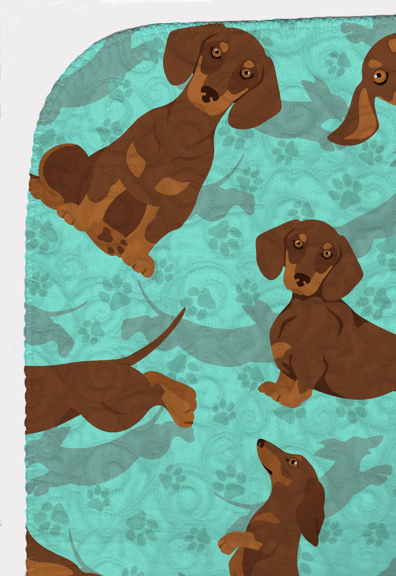 Chocolate and Tan Dachshund Quilted Blanket 50x60