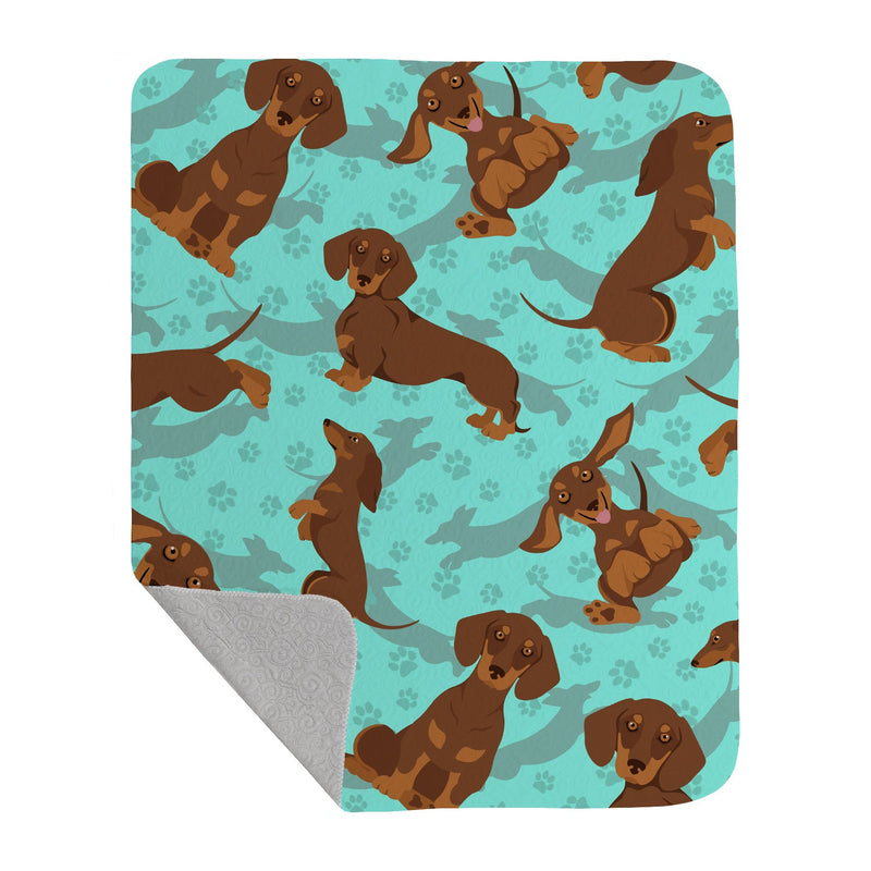 Chocolate and Tan Dachshund Quilted Blanket 50x60