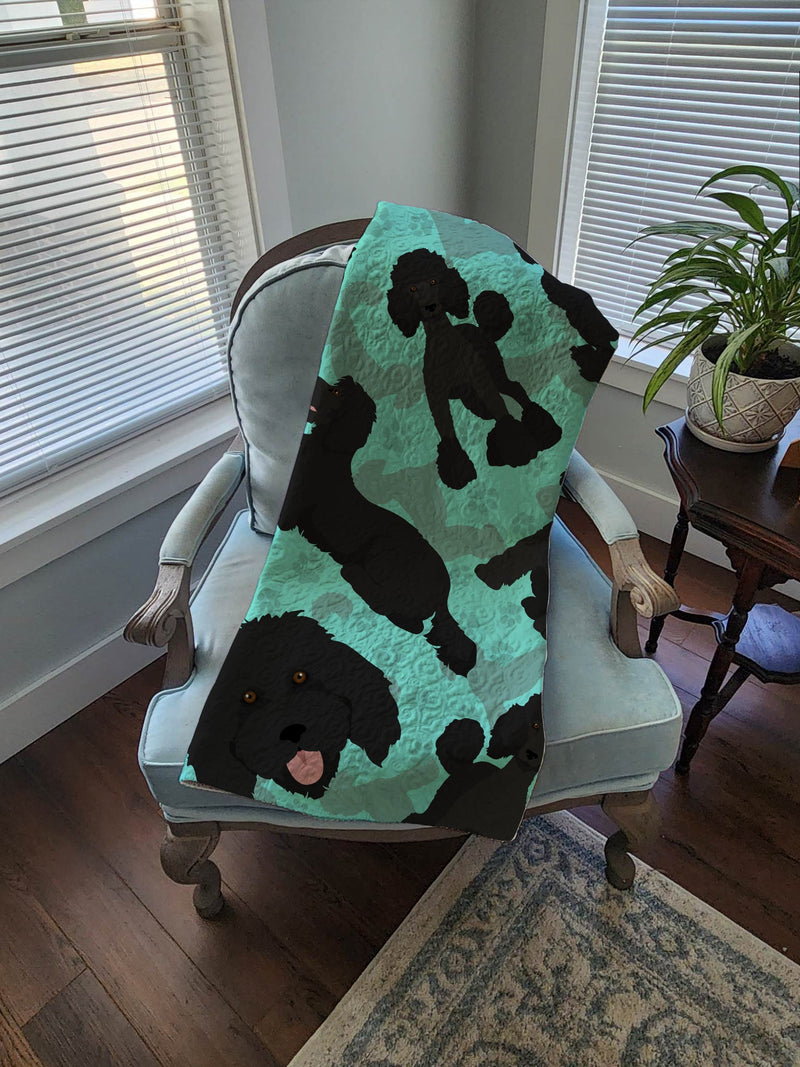 Black Standard Poodle Quilted Blanket 50x60