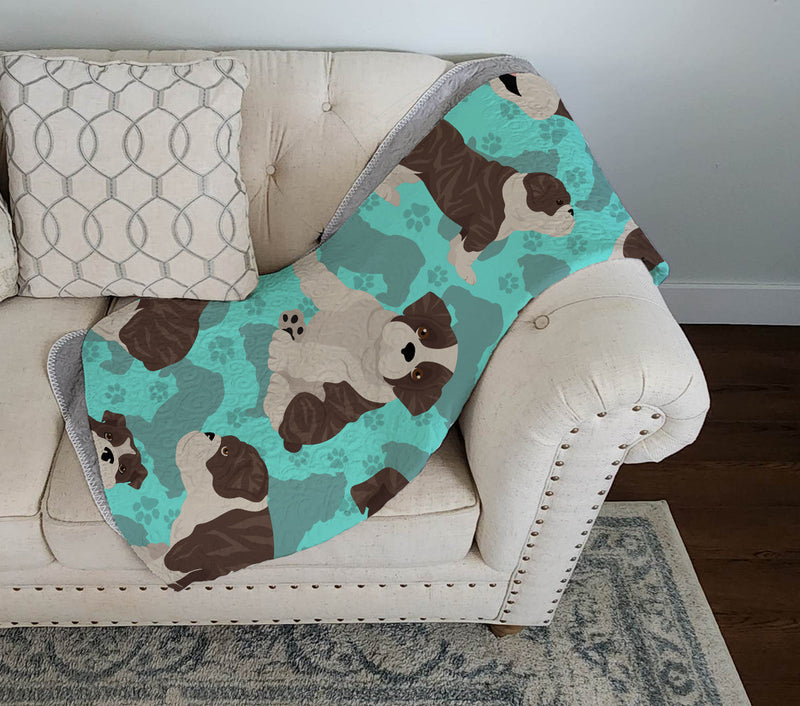 Brindle English Bulldog Quilted Blanket 50x60