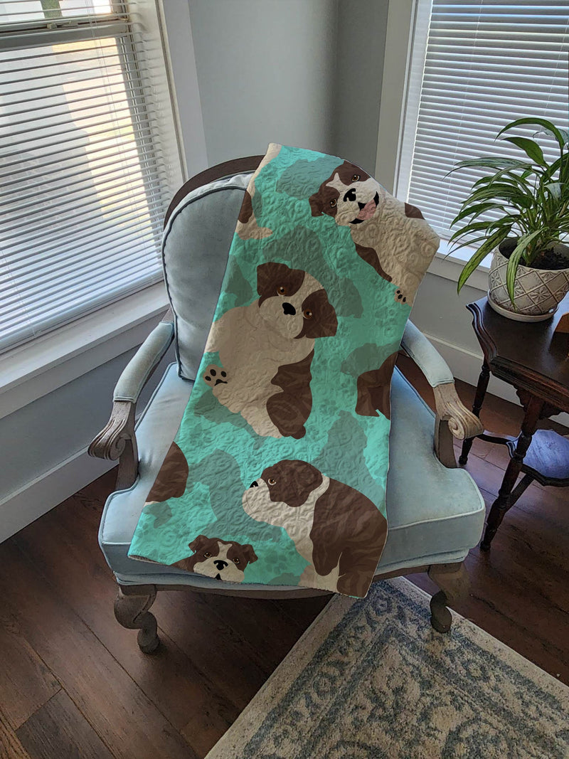 Brindle English Bulldog Quilted Blanket 50x60