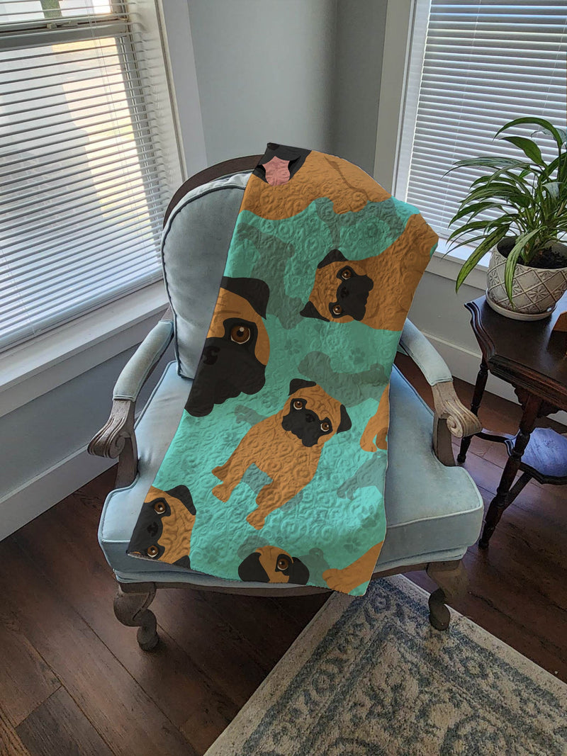 Apricot Pug Quilted Blanket 50x60