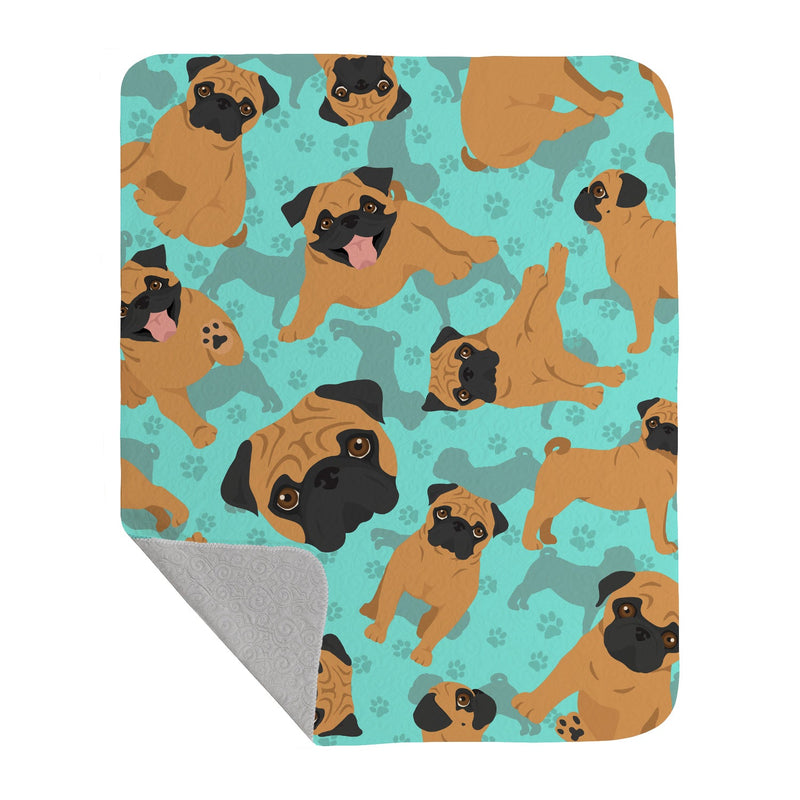 Apricot Pug Quilted Blanket 50x60