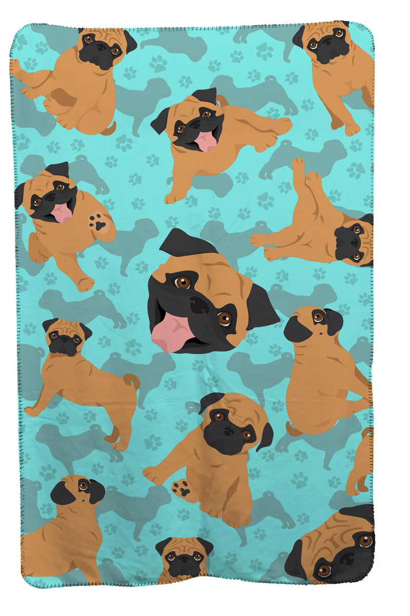 Apricot Pug Soft Travel Blanket with Bag