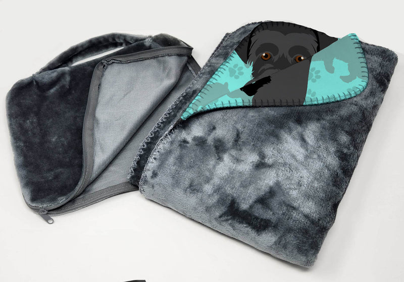 Black Schnauzer Soft Travel Blanket with Bag