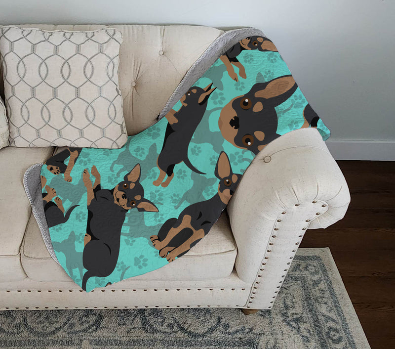 Black and Tan Chihuahua Quilted Blanket 50x60