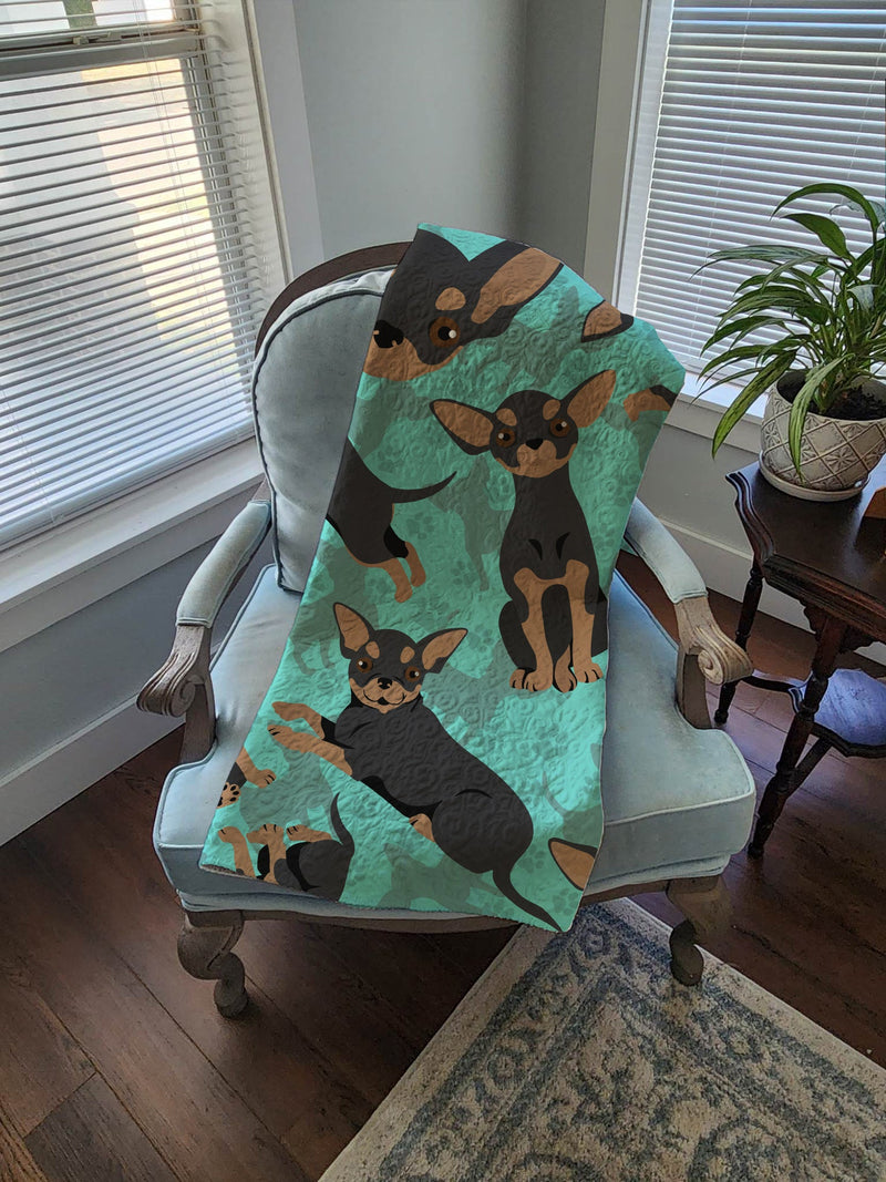 Black and Tan Chihuahua Quilted Blanket 50x60