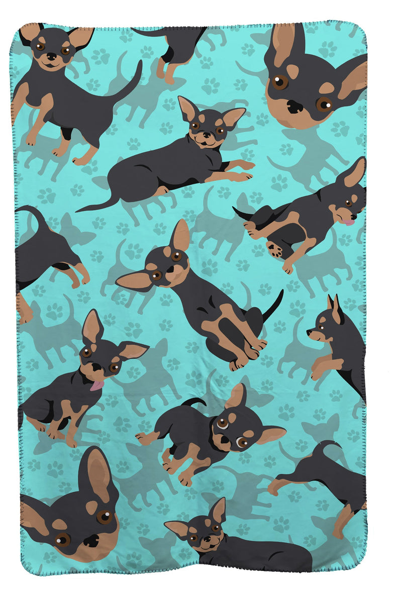 Black and Tan Chihuahua Soft Travel Blanket with Bag