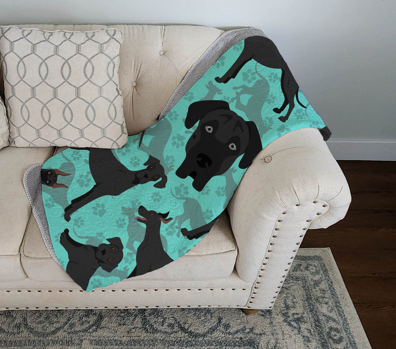 Black Great Dane Quilted Blanket 50x60