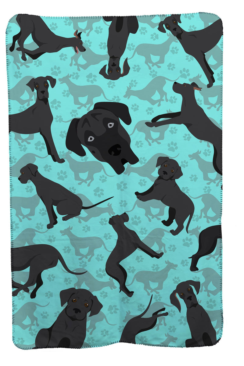 Black Great Dane Soft Travel Blanket with Bag