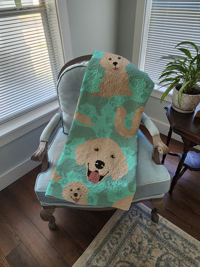 Cream Golden Retriever Quilted Blanket 50x60