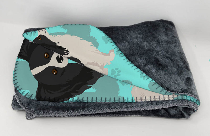 Black and Whtie Papillon Soft Travel Blanket with Bag