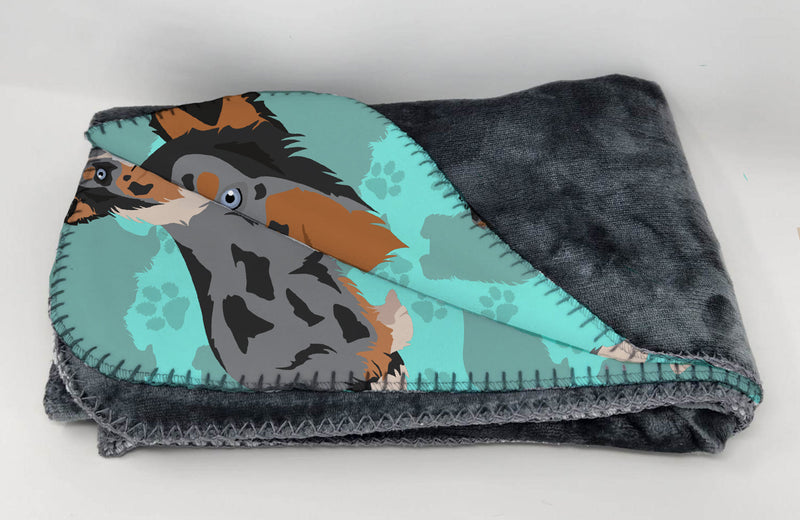 Blue Merle Sheltie Soft Travel Blanket with Bag