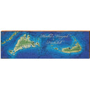 Martha's Vineyard to Nantucket Map Home Decor Art Print on Real Wood