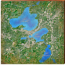 Lake Mendota, Lake Monona, Lake Waubesa, Wisconsin Map | Wall Art Print on Real Wood
