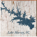 Lake Murray, SC Shabby Map Home Decor Art Print on Real Wood