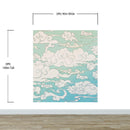 Japanese Traditional Curly Cloud in Sky Abstract Illustration Asian Decor Wall Mural. Peel and Stick Wallpaper.