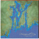 Mill Wood Art Narragansett Bay, Ri Map Home Decor Art Print On Real Wood