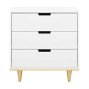 Modern Mid-Century Style 3-Drawer Dresser Chest in White Natural Wood Finish