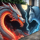 3D Dragon and Wolf Wall Art III