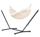 Nautico Anthracite Organic Latte - Organic Cotton Double Hammock with Powder Coated Steel Stand