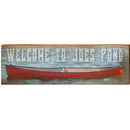 Welcome to Joes Pond Red Canoe MOO2 | Wall Art Print on Real Wood